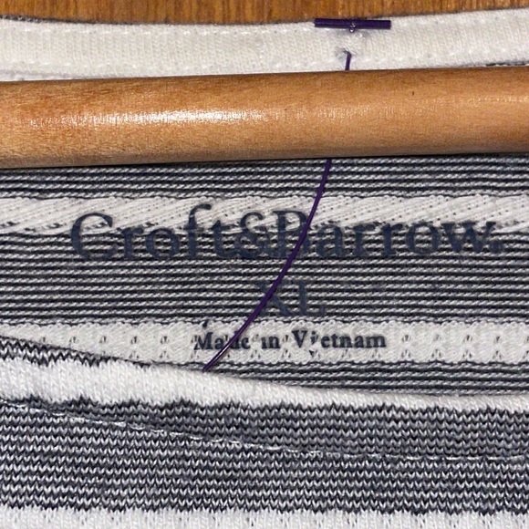 •CROFT & BARROW•BLACK & WHITE STRIPED 3/4 SLEEVES BOAT NECK BLOUSE SIZE XL EUC - Picture 6 of 8